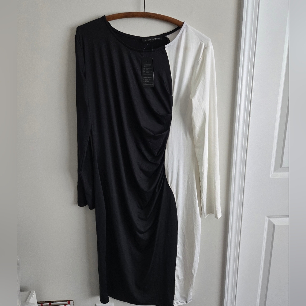 Black and White Long Sleeve Dress